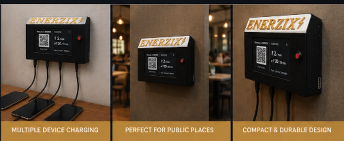 ENERZIX - multiple device charging, perfect for public places, compact and durable design