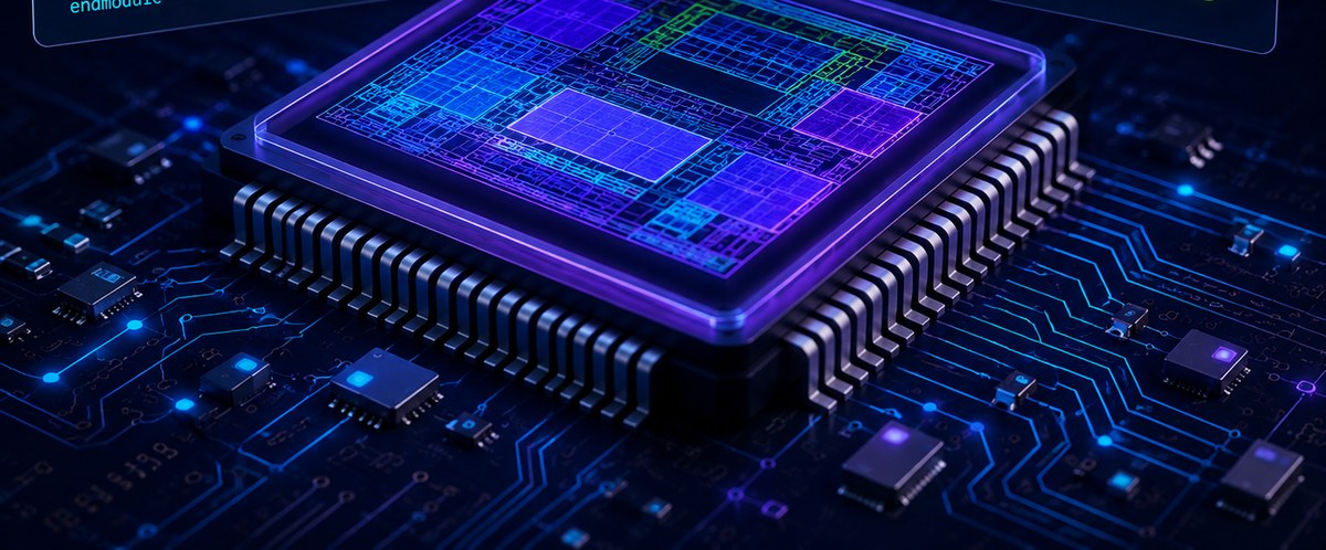 VLSI chip die on a circuit board
