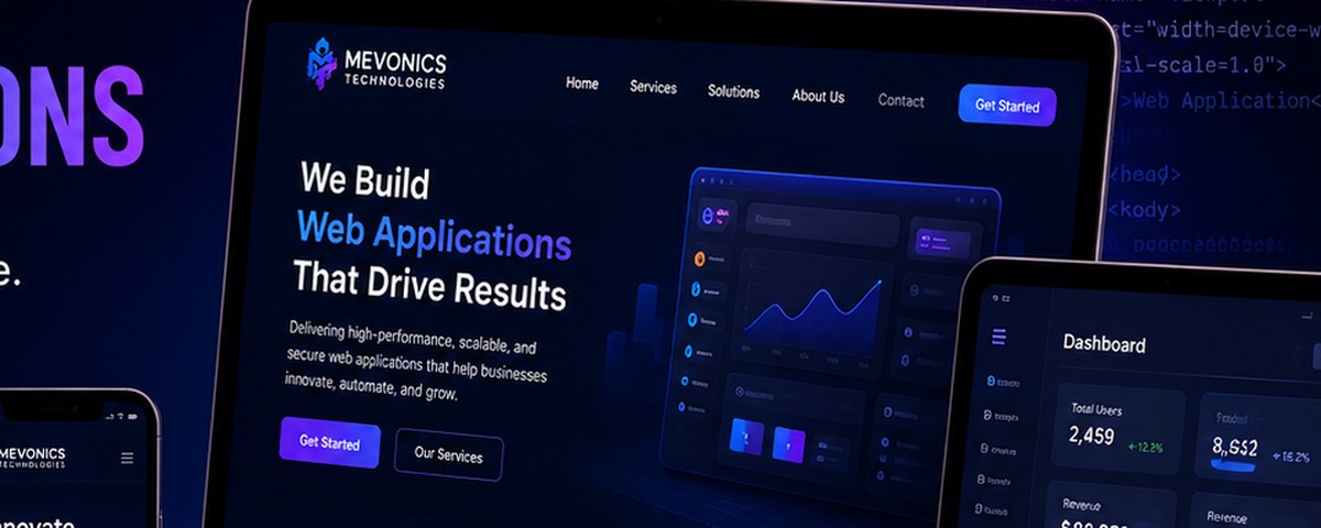 Mevonics web application dashboard shown on a laptop and tablet